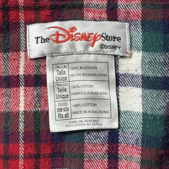 Vtg Disney Store Nightgown Womens Size OW Pooh Piglet Flannel Plaid White Red - Picture 6 of 10